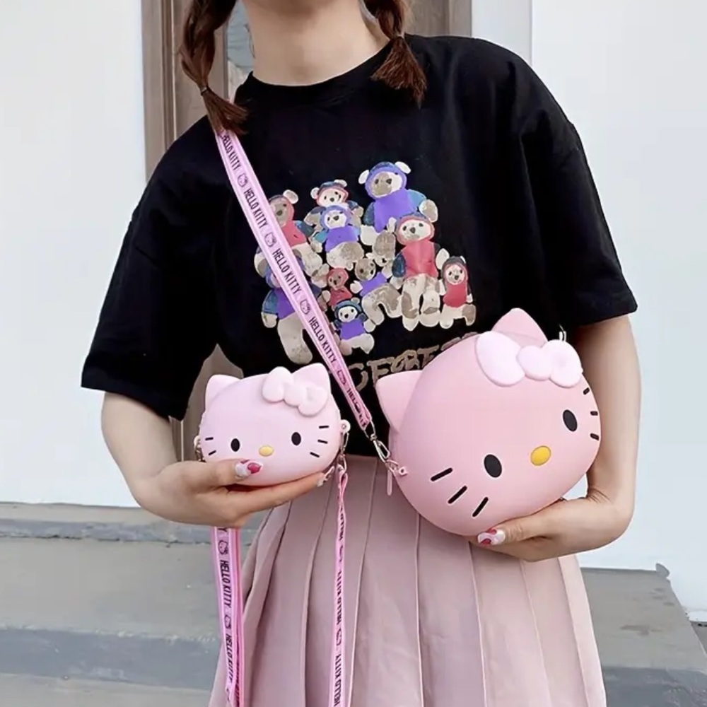 NIP Hello Kitty Pink Large Silicone Crossbody Bag with Adjustable Strap - Picture 2 of 8